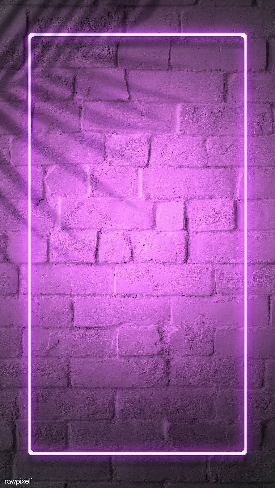 Purple Neon Light Frame On Textured Brick Wall Background HD phone wallpaper