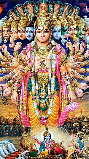 Vishnu Sahasranama Thousand Armed Lord Vishnu Hindu Deity Wallpaper HD phone wallpaper
