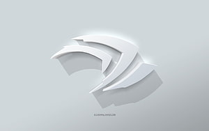 Nvidia 3D White Logo Emblem on Minimalist Light Gray Background HD wallpaper