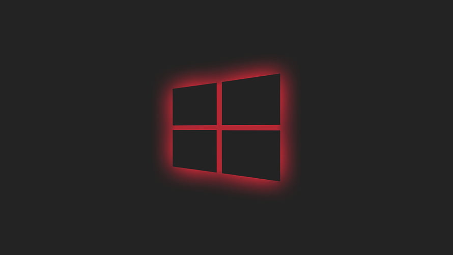 Windows 10 Logo with Red Neon Glow on Dark Background HD wallpaper