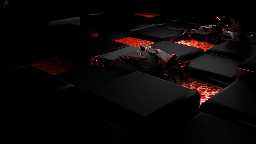 Dark Abstract Lava Flow Through Cracked Black Stone Surface HD wallpaper