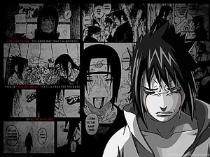Naruto Shippuden Itachi and Sasuke Emotional Manga Panel Collage HD wallpaper