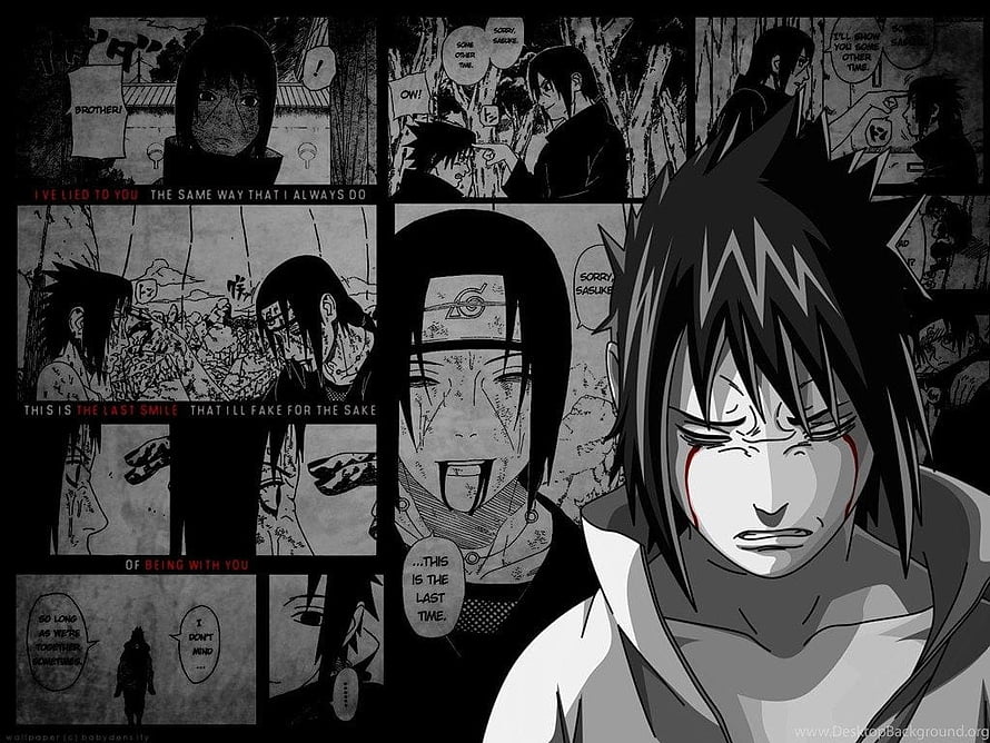 Naruto Shippuden Itachi and Sasuke Emotional Manga Panel Collage HD wallpaper