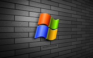 Windows 7 Logo on Dark Brick Wall Background HD wallpaper