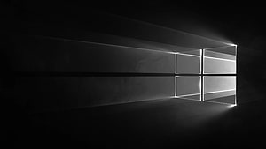Windows 10 Default Desktop Wallpaper in Black and White HD wallpaper