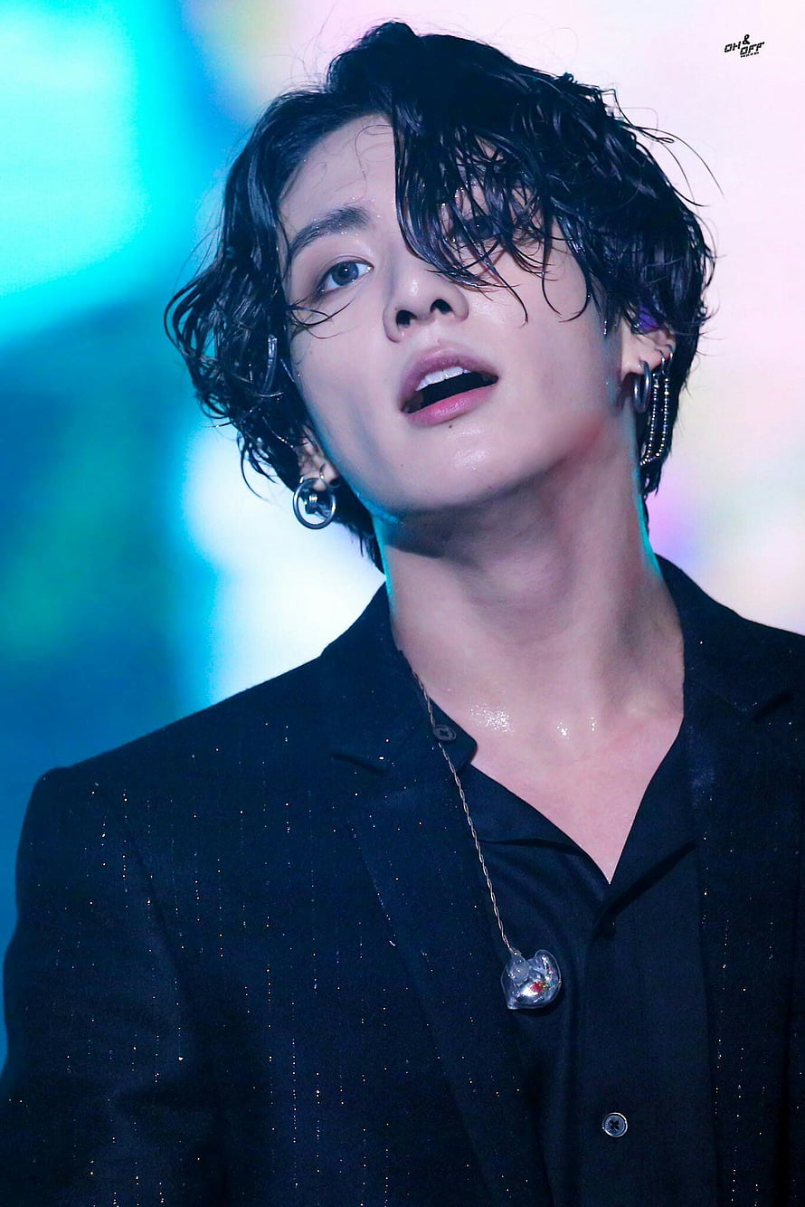 Jungkook BTS K-pop idol concert performance portrait with wet hair and black suit, Salma Fernandez on and . Bts, BTS Jungkook Long Hair HD phone wallpaper