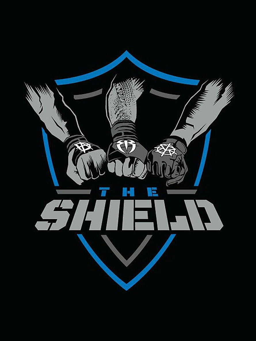 WWE The Shield Logo With Three Fists And Blue Shield Outline HD phone wallpaper