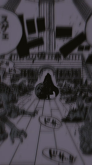 Dark Fantasy Manga Panel Featuring A Cloaked Figure In A Grand Hall, Shanks, monkey, piece, haki, one, luffy, manga, zoro, anime HD phone wallpaper