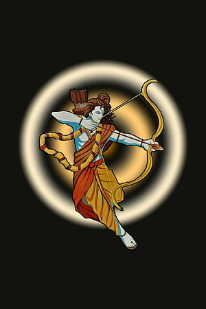 Lord Rama Archery Illustration with Bow and Arrow HD phone wallpaper