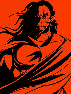 High Contrast Orange and Black Anime Style Warrior Portrait HD phone wallpaper