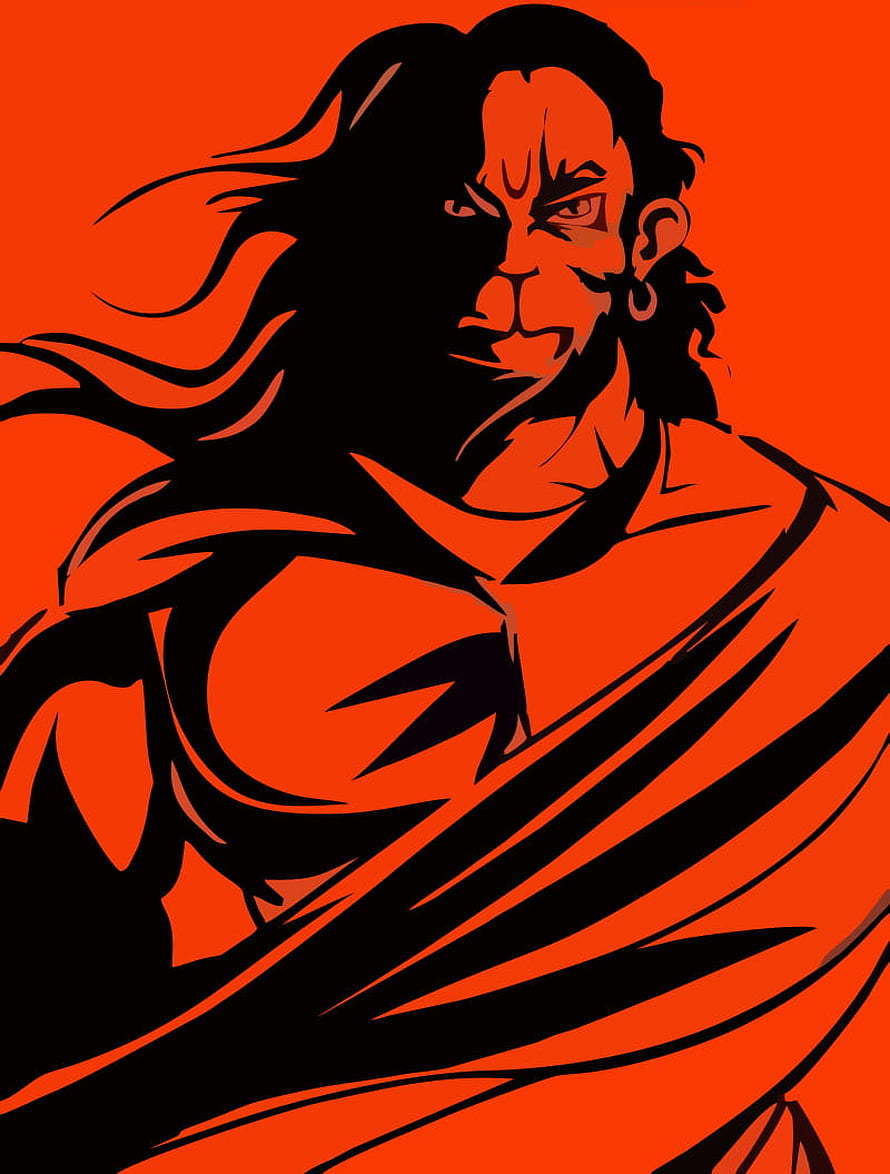 High Contrast Orange and Black Anime Style Warrior Portrait HD phone wallpaper