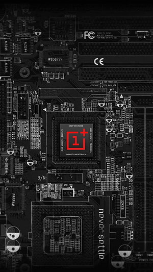 OnePlus Never Settle Logo on Black Computer Motherboard Circuit Board HD phone wallpaper