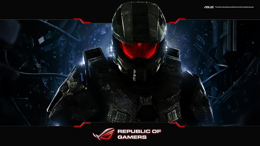 Asus Republic of Gamers Dark Sci-Fi Helmet Wallpaper HD wallpaper