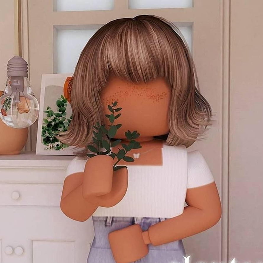 Roblox Girl Character Holding Eucalyptus Branch in Cozy Room HD phone wallpaper