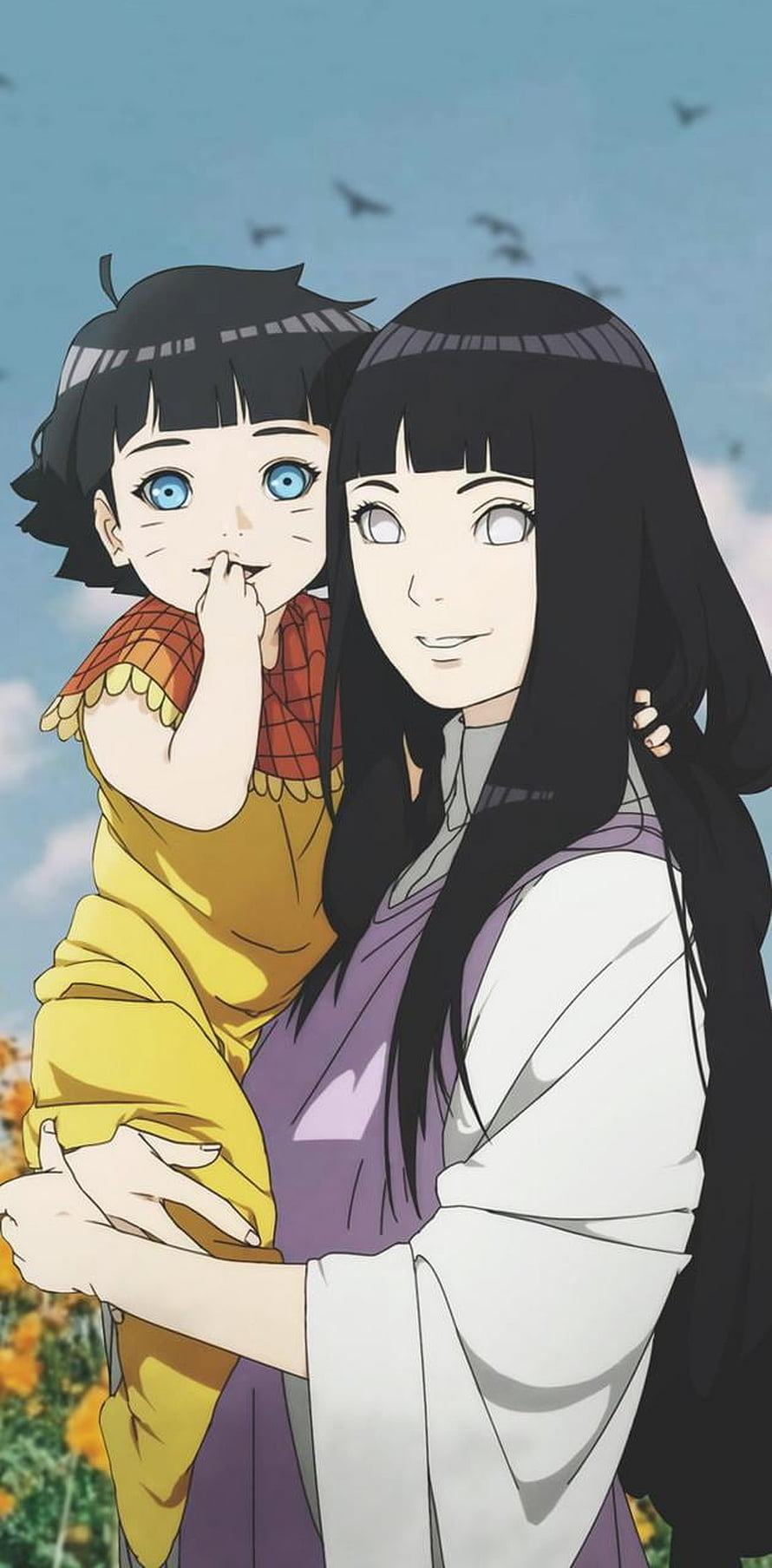 Hinata and Himawari Sharing a Tender Moment in a Sunlit Field HD phone wallpaper