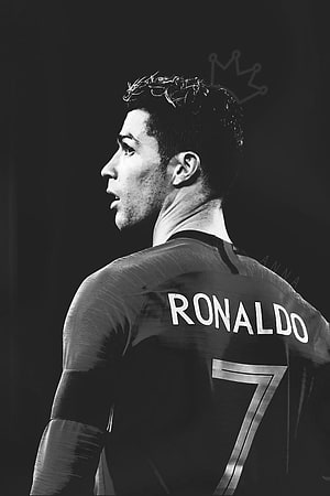 Cristiano Ronaldo in Black and White Profile Wearing Number 7 Jersey HD phone wallpaper