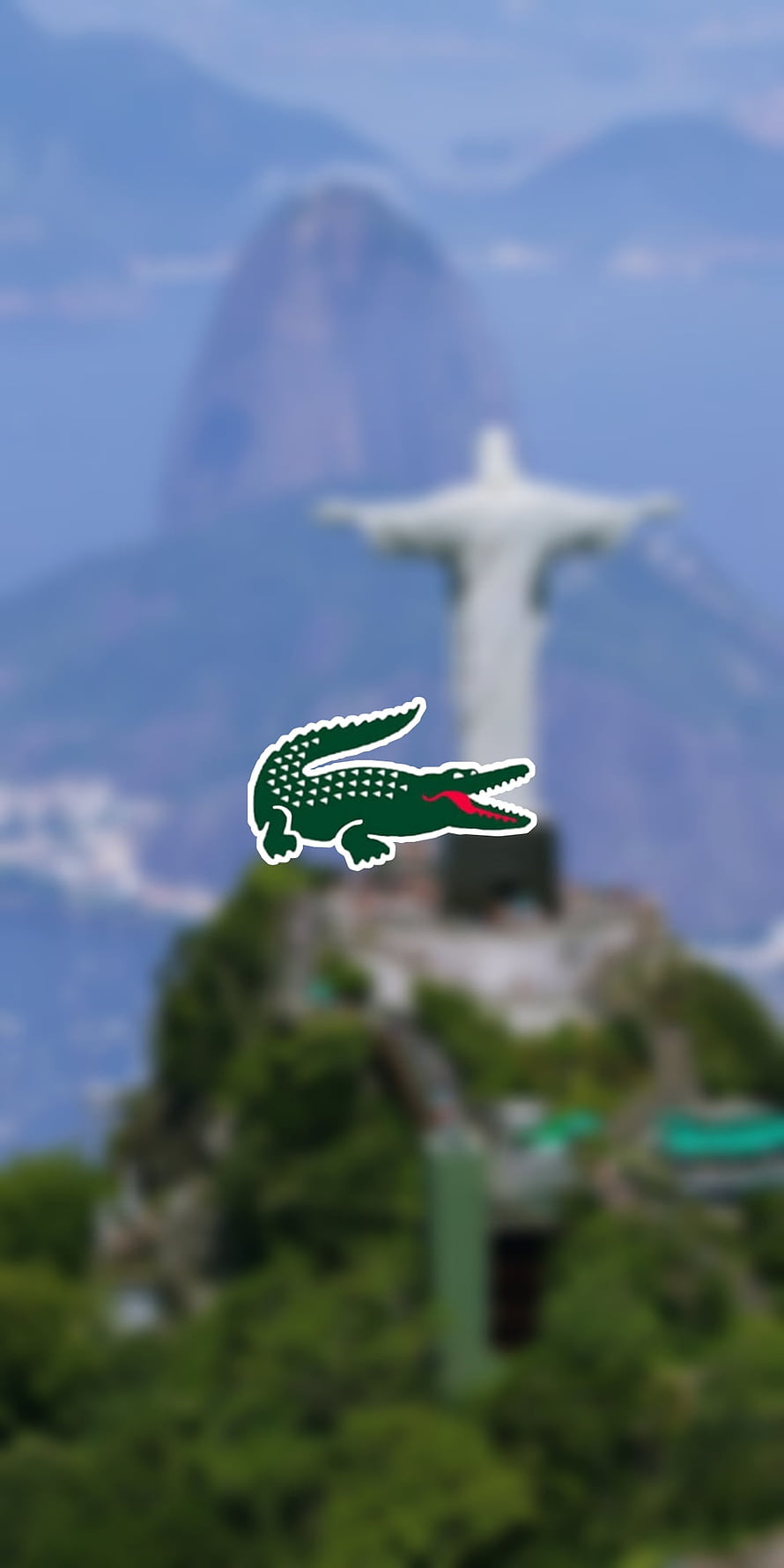 Lacoste Crocodile Logo Over Blurred Rio De Janeiro Christ Statue And Sugarloaf Mountain HD phone wallpaper