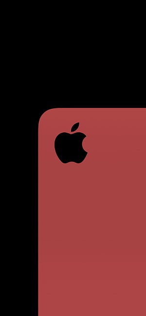 Minimalist Red Apple Logo on Black Background for iPhone Wallpaper HD phone wallpaper
