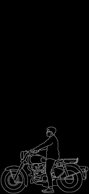 Minimalist Line Art of a Man Riding a Royal Enfield Bullet Motorcycle on Black Background, Bullet With Guy, electric blue, amoled, art, black, dark, royal Enfield, man HD phone wallpaper