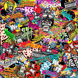 Vibrant graffiti art featuring skulls, cartoon characters, and colorful street style text HD phone wallpaper