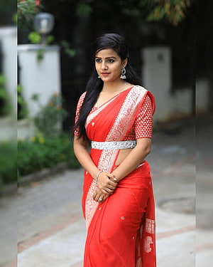 Vaishnavi Chaitanya in a Red Silk Saree with Silver Zari Border and Traditional Jewelry HD phone wallpaper