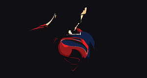 Minimalist Superman Portrait in Dark Negative Space with Red Cape and Blue Suit, Superman, justice league, minimal and dark, dc comics HD wallpaper