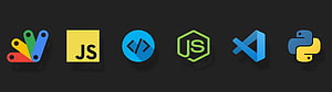 Programming Language Logos Including Visual Studio Code, JavaScript, Node.js, and Python on Dark Background HD wallpaper