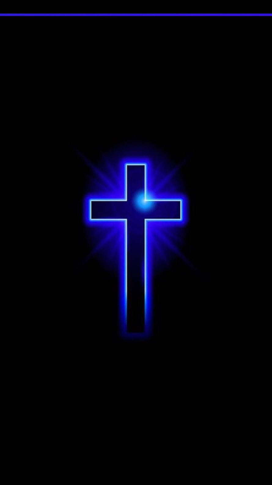 Glowing Blue Neon Cross On Black Background HD phone wallpaper