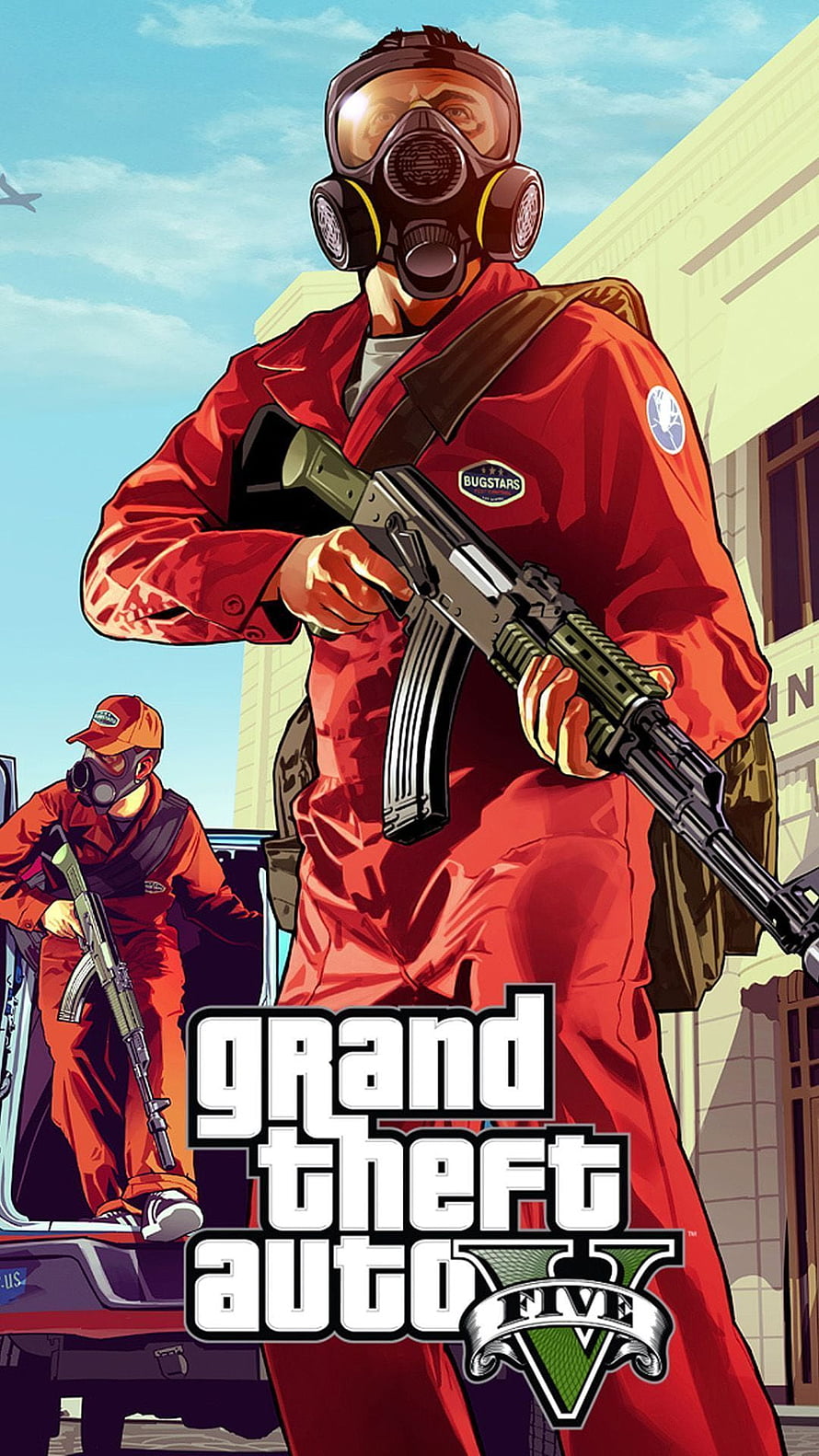 Trevor Philips in Red Hazmat Suit Holding Rifle in Grand Theft Auto V Comic Art HD phone wallpaper