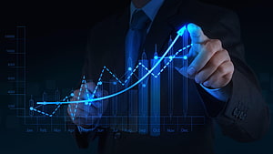 Businessman Analyzing Financial Growth Chart on Digital Interface, Forex Market . Forex Robot Double Profit, Trading HD wallpaper