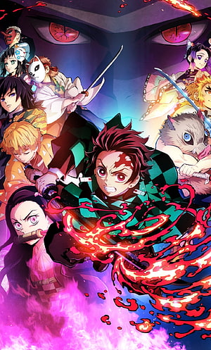 Demon Slayer Kimetsu no Yaiba Cast Anime Wallpaper with Tanjiro and Nezuko HD phone wallpaper