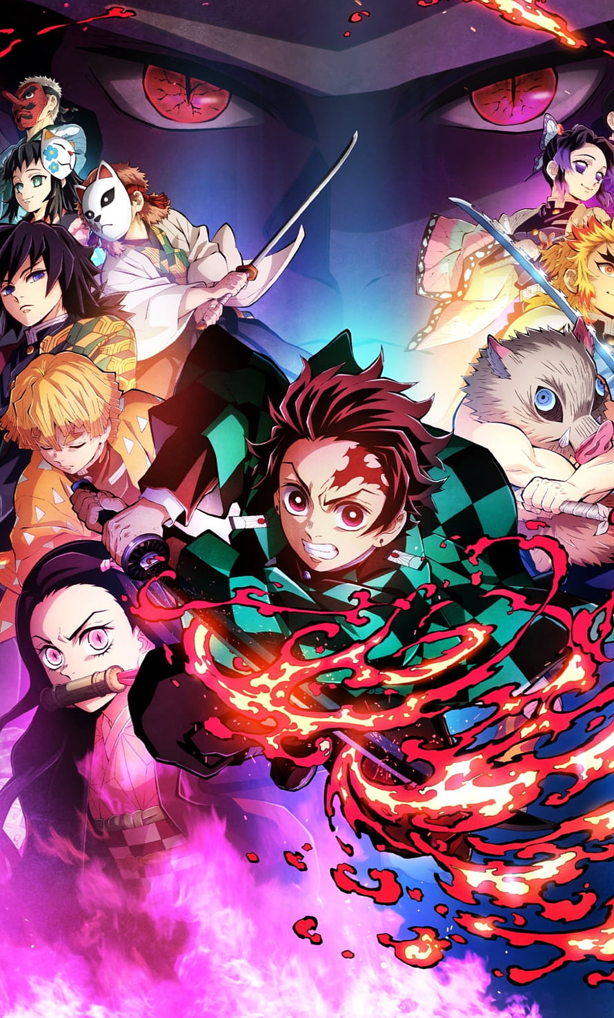 Demon Slayer Kimetsu no Yaiba Cast Anime Wallpaper with Tanjiro and Nezuko HD phone wallpaper