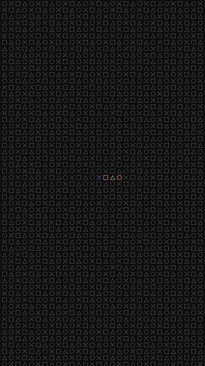 Minimalist PlayStation Controller Button Icons on Dark Geometric Pattern Background HD phone wallpaper