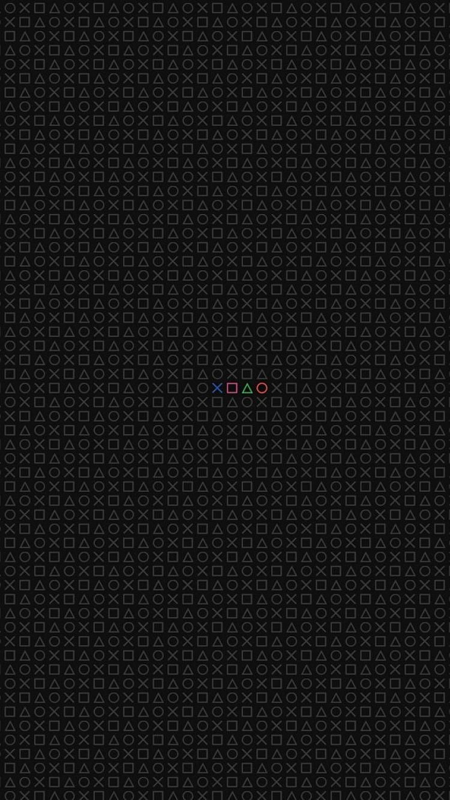 Minimalist PlayStation Controller Button Icons on Dark Geometric Pattern Background HD phone wallpaper