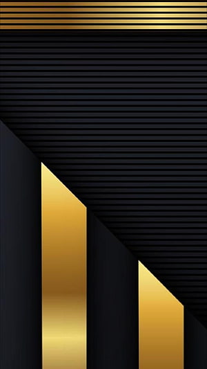 Sleek Black and Gold Geometric Architecture with Metallic Striped Texture HD phone wallpaper