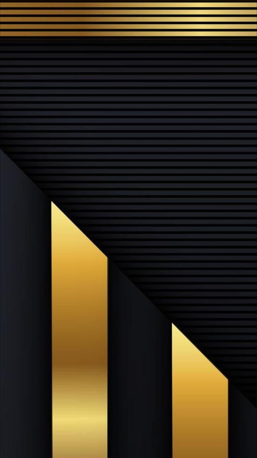 Sleek Black and Gold Geometric Architecture with Metallic Striped Texture HD phone wallpaper