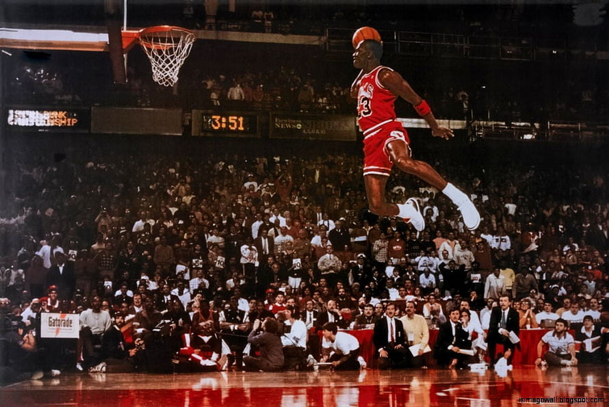 Michael Jordan Chicago Bulls Slam Dunk Championship Basketball Action HD wallpaper