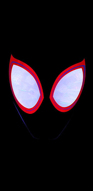 Spider-Man Into the Spider-Verse Mask Eyes on Black Background, AMOLED BLACK Spider Man Into The Spider Verse Live : GalaxyS8, Spiderman Amoled HD phone wallpaper