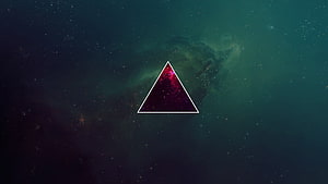 Minimalist Geometric Triangle Overlay on Deep Space Nebula and Starfield HD wallpaper