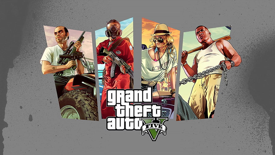 Grand Theft Auto V Four Main Characters Promotional Artwork HD wallpaper