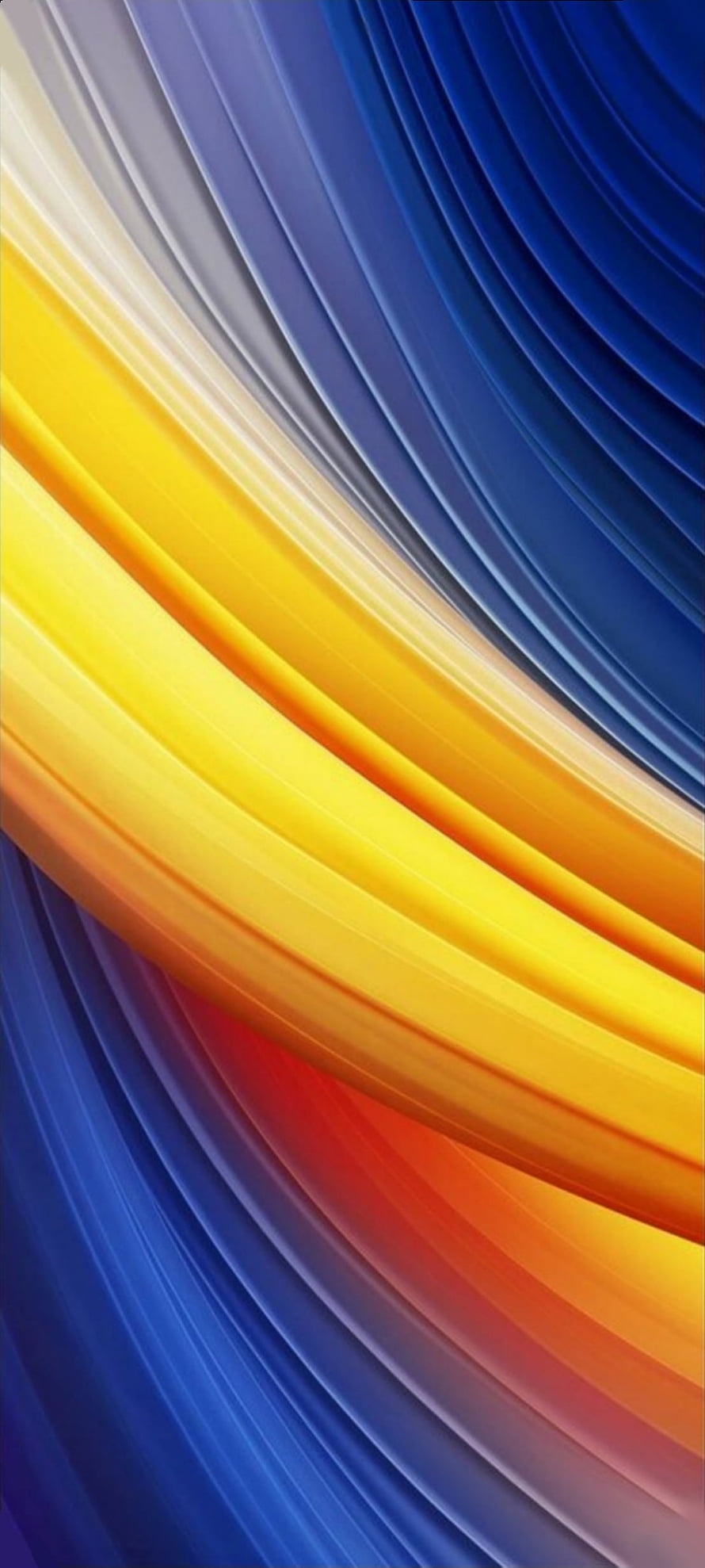 Vibrant Abstract Flowing Ribbons in Blue Yellow and Orange Gradient HD phone wallpaper