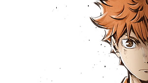 Hinata Shoyo Anime Character Portrait with Orange Hair and Intense Gaze HD wallpaper