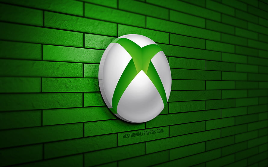Xbox Logo on Green Brick Wall Background HD wallpaper