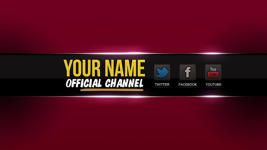Red and Black YouTube Channel Art Template with Social Media Icons HD wallpaper