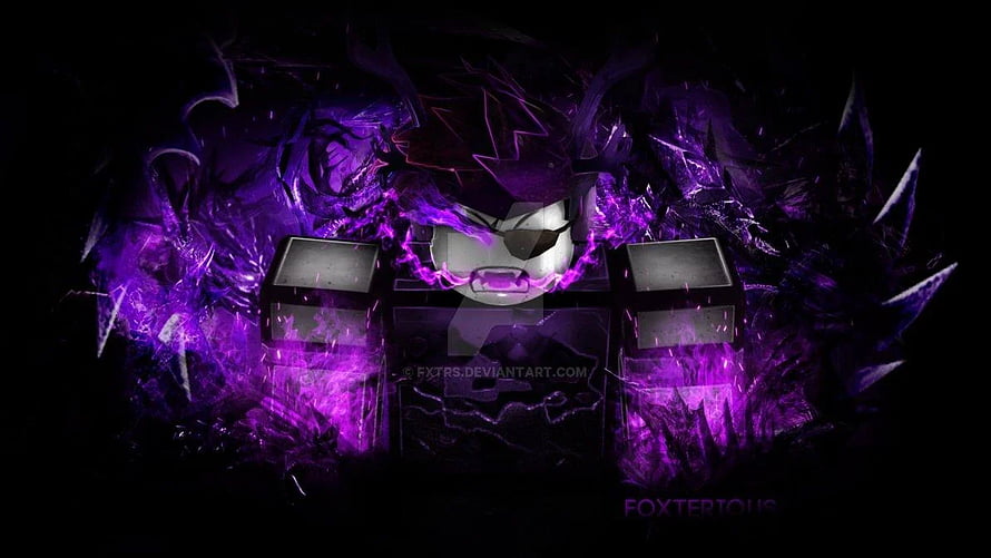 Epic Roblox GFX Character with Purple Energy Aura and Dark Background HD wallpaper