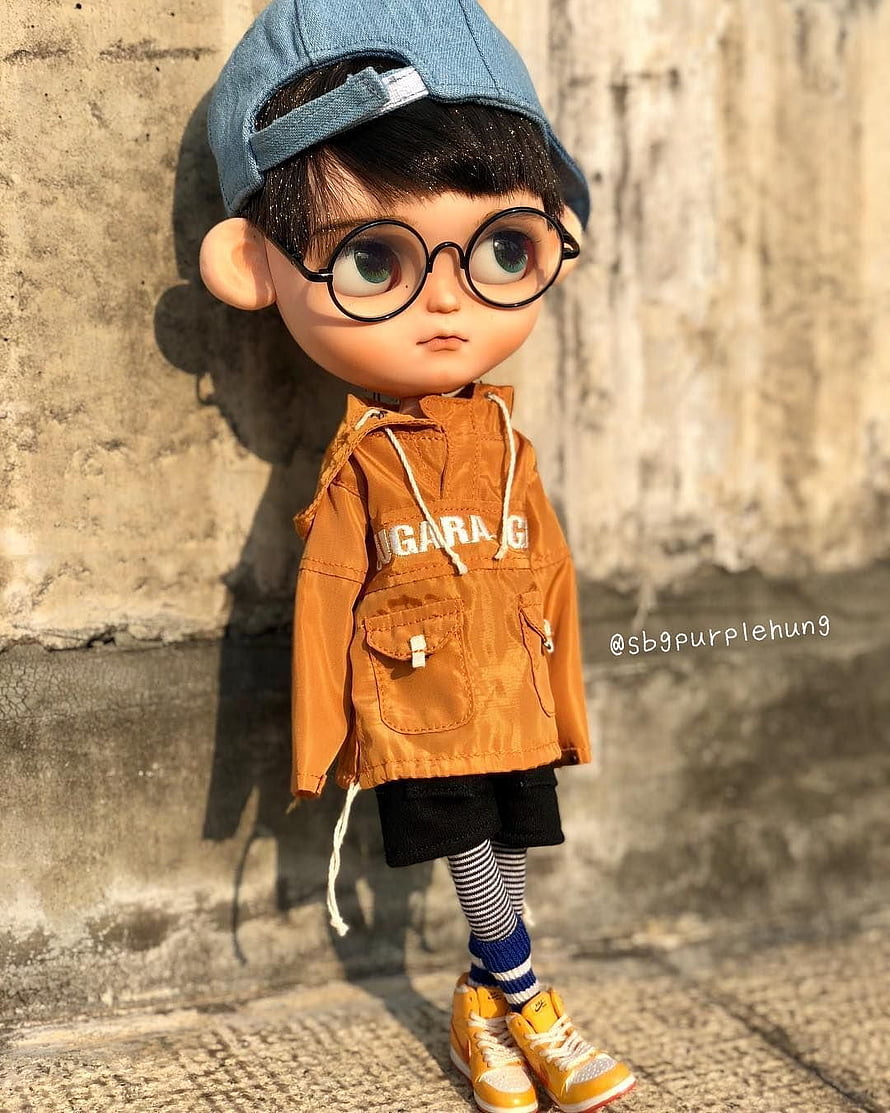 Cute Blythe Doll Boy in Orange Jacket and Blue Cap HD phone wallpaper