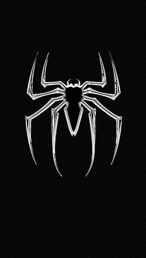 Minimalist Chrome Spider-Man Logo on Black Background, Black White Spiderman Logo Spidey Spiderman [] For Your , Mobile & Tablet. Explore Dark Spider Man . Dark Spider Man , Spider Man , Spider Man, Spider Man White HD phone wallpaper