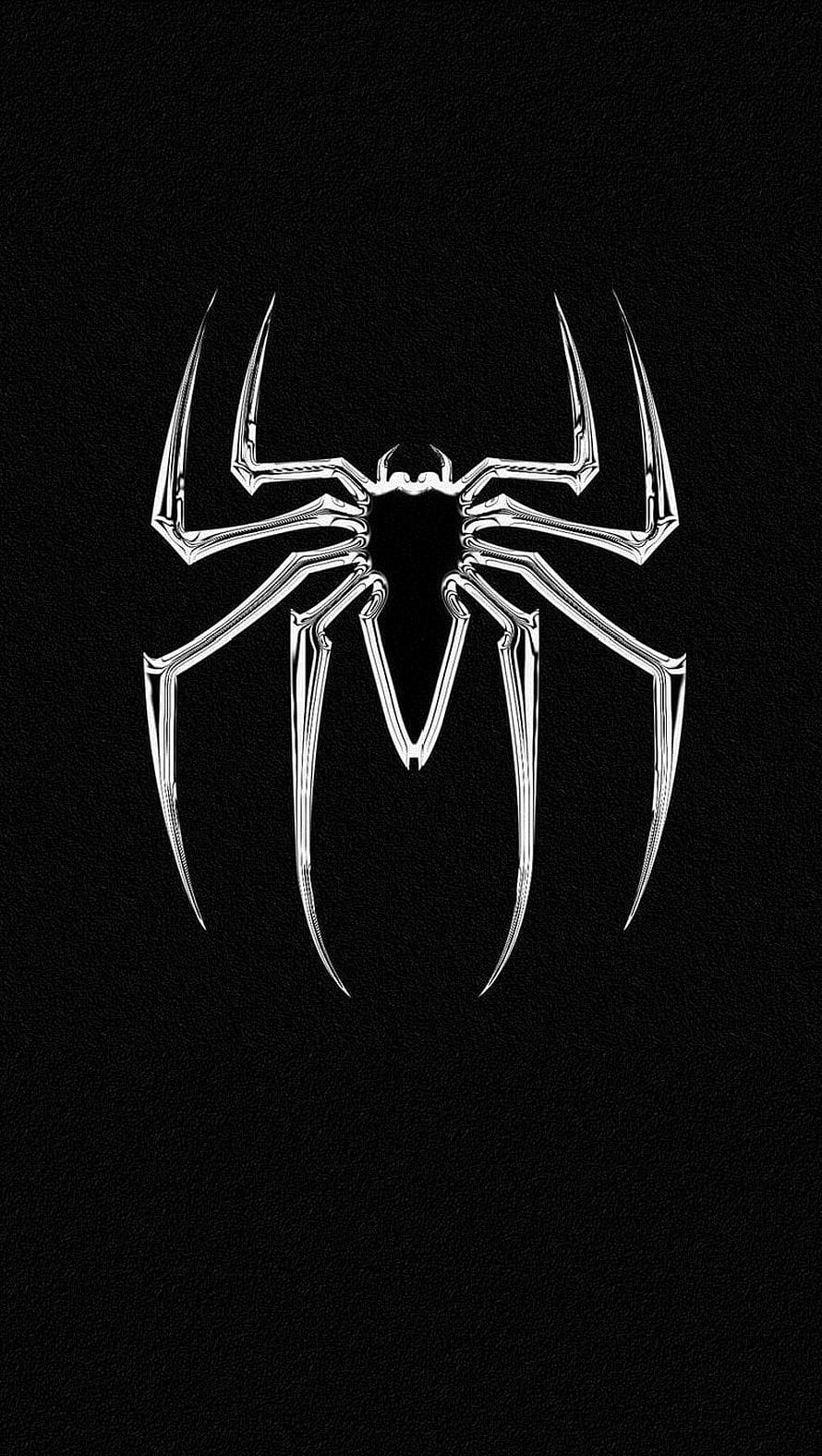 Minimalist Chrome Spider-Man Logo on Black Background, Black White Spiderman Logo Spidey Spiderman [] For Your , Mobile & Tablet. Explore Dark Spider Man . Dark Spider Man , Spider Man , Spider Man, Spider Man White HD phone wallpaper