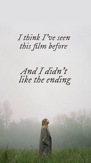 Taylor Swift Folklore Quote on Misty Field with Woman in Plaid Coat, Taylor Swift Folklore Quotes, Taylor Swift Lyric HD phone wallpaper