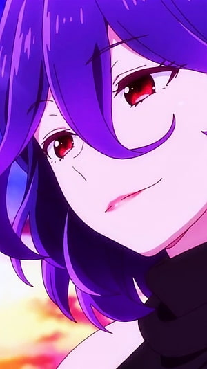 Vermeil in Gold Anime Character Close-Up Portrait with Purple Hair and Red Eyes HD phone wallpaper